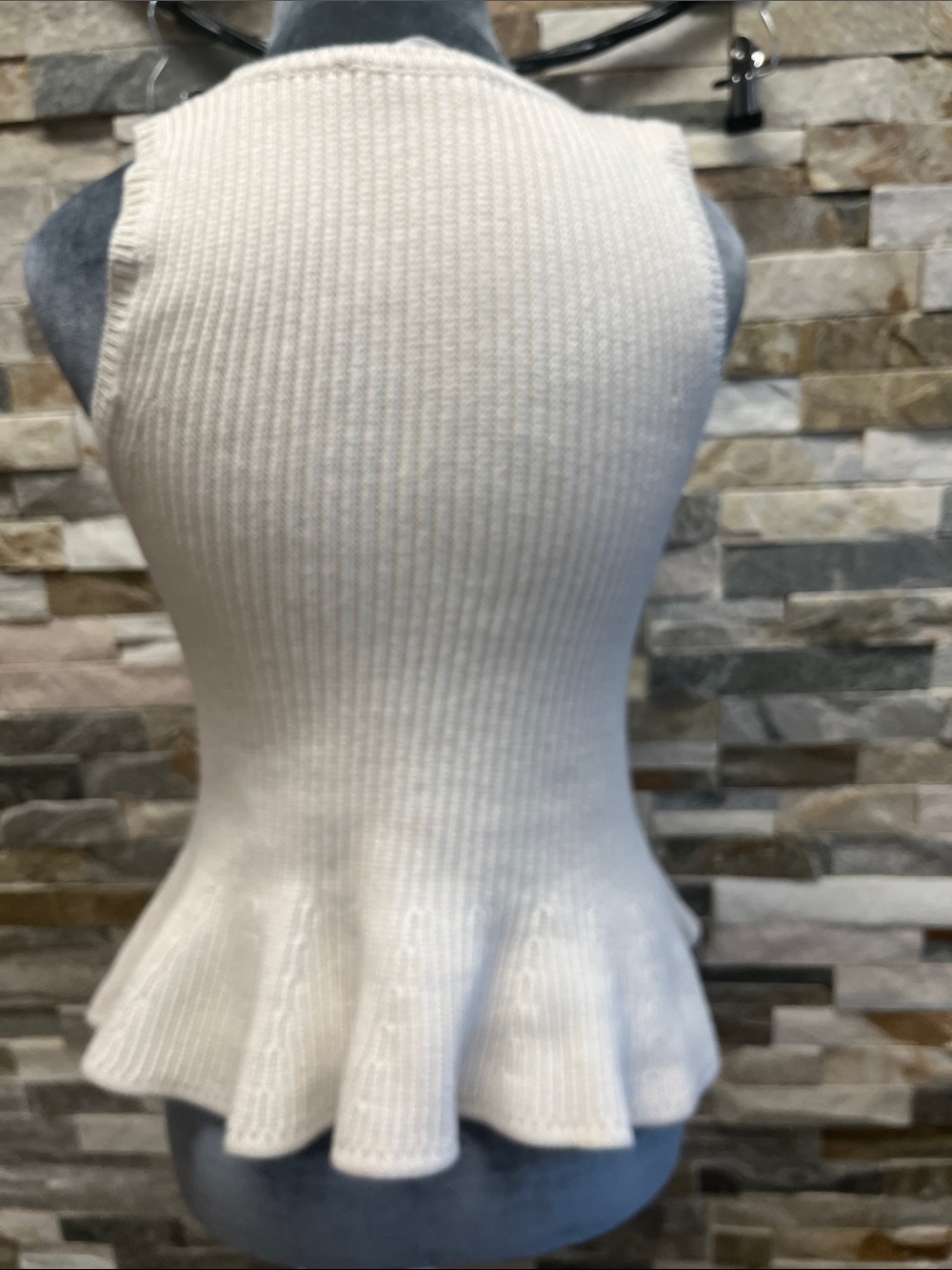 Astr Cream Ribbed Peplum Tank Top - Picture 5 of 7
